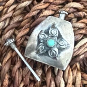 Sterling Silver .925 Perfume Bottle with Turquoise & Amethyst Accent RARE!